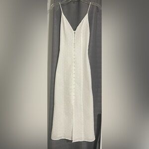 H&M button-front Eyelet embroidery dress white.